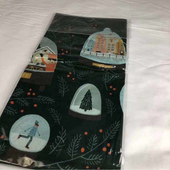 Anthropologie Christmas Holiday Green Dish Towel Joy World Snow Globe New in Pkg - Picture 7 of 9